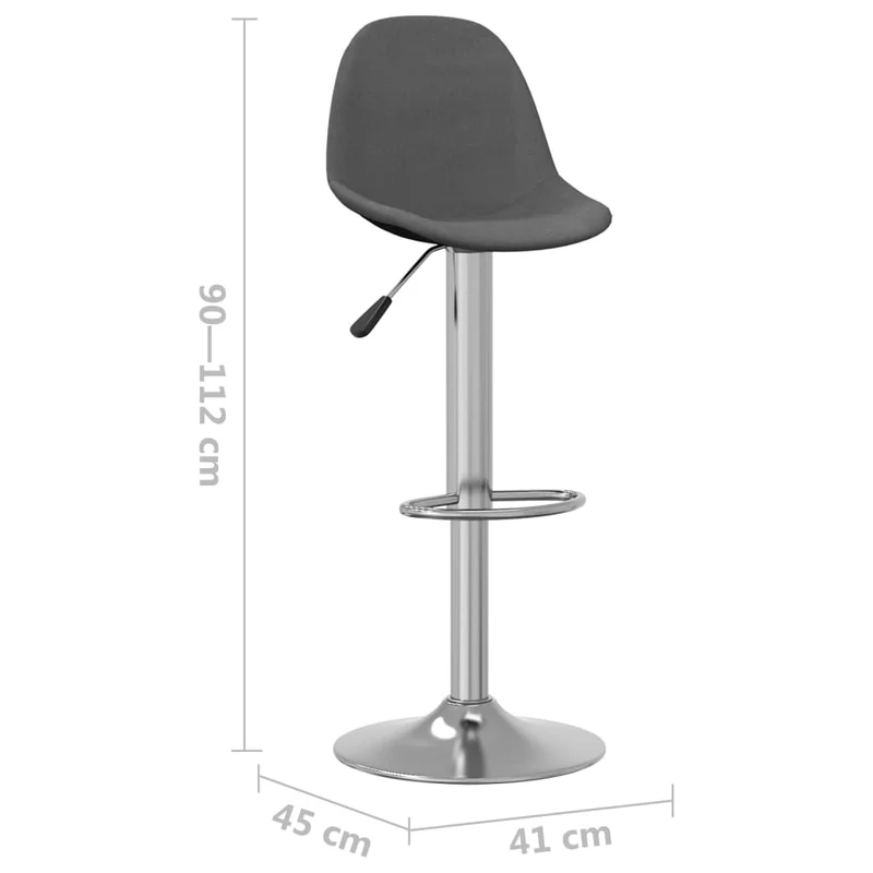 Lot de 2 tabourets de bar chaises hautes avec repose-pieds en tissu gris foncé et acier DEC029708