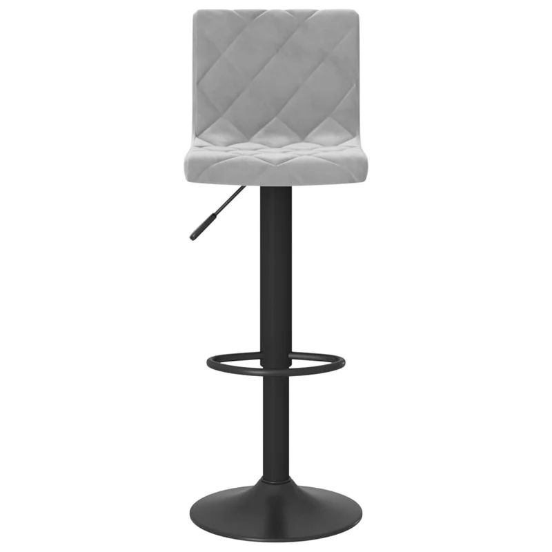 Lot de 2 tabourets de bar chaises hautes coutures losange en velours gris clair et acier noir DEC029698