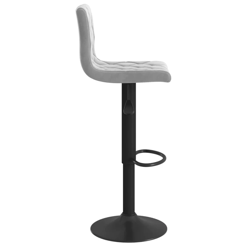 Lot de 2 tabourets de bar chaises hautes coutures losange en velours gris clair et acier noir DEC029698