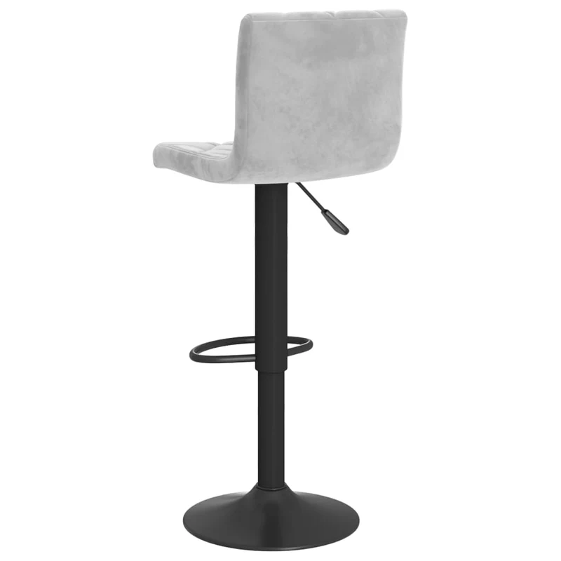 Lot de 2 tabourets de bar chaises hautes coutures losange en velours gris clair et acier noir DEC029698