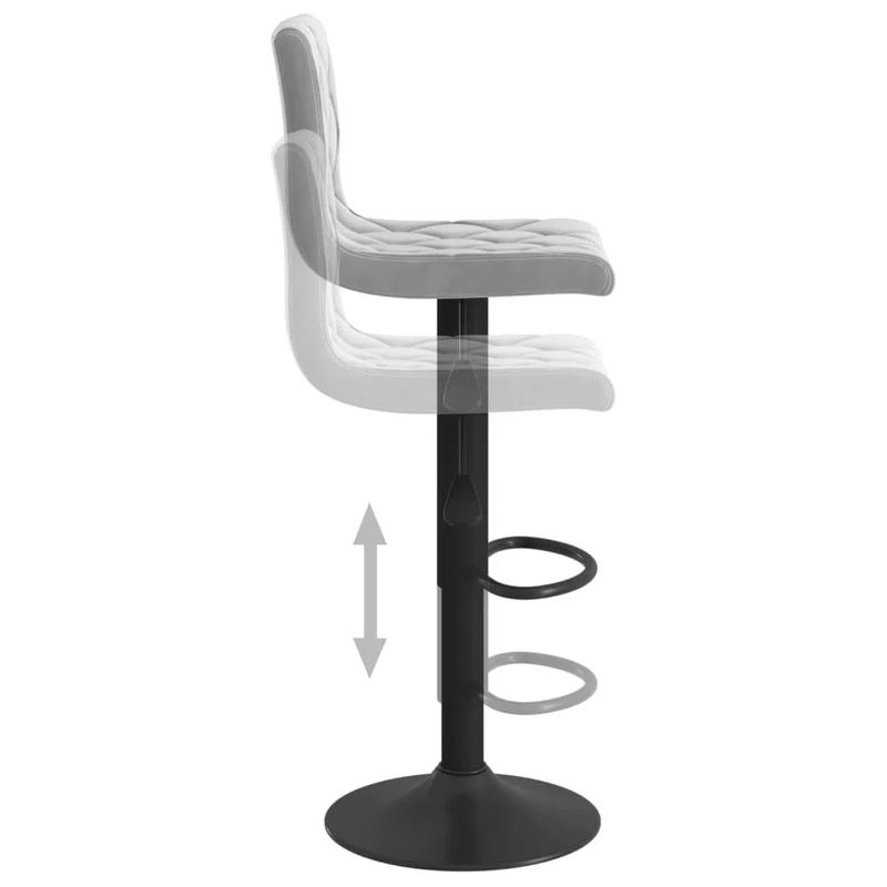 Lot de 2 tabourets de bar chaises hautes coutures losange en velours gris clair et acier noir DEC029698