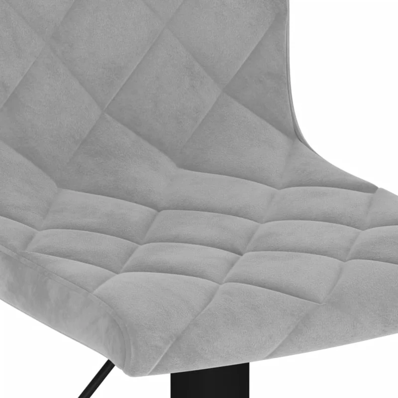 Lot de 2 tabourets de bar chaises hautes coutures losange en velours gris clair et acier noir DEC029698