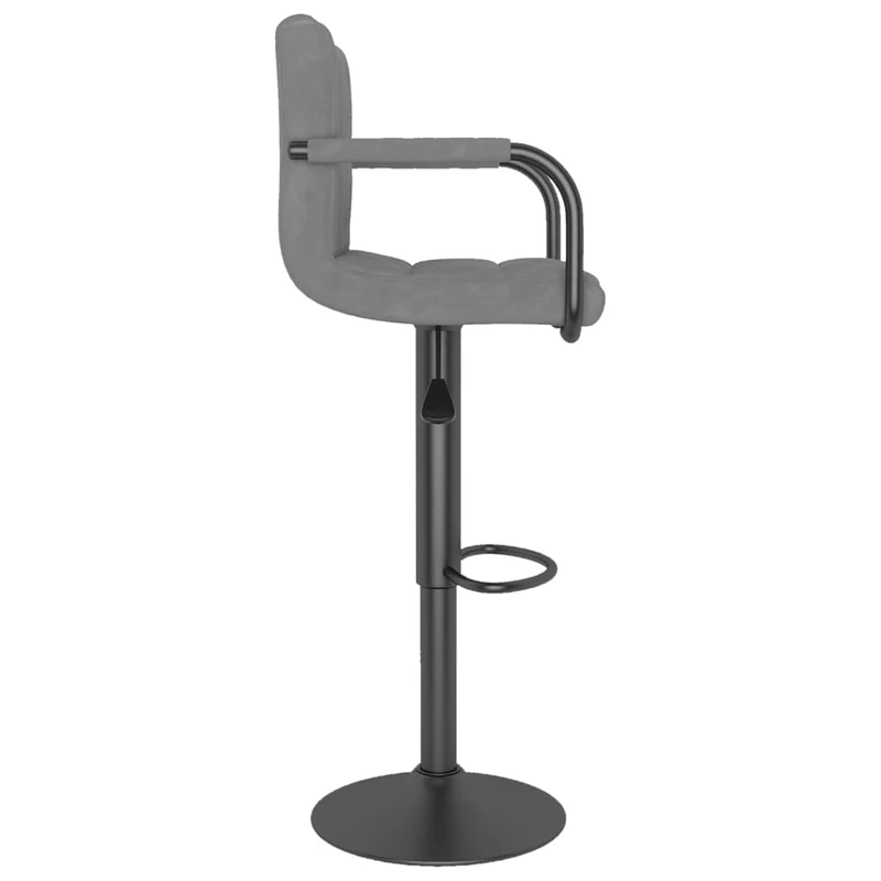 Lot de 2 tabourets de bar chaises hautes avec accoudoirs et dossier en velours gris clair et acier DEC029696