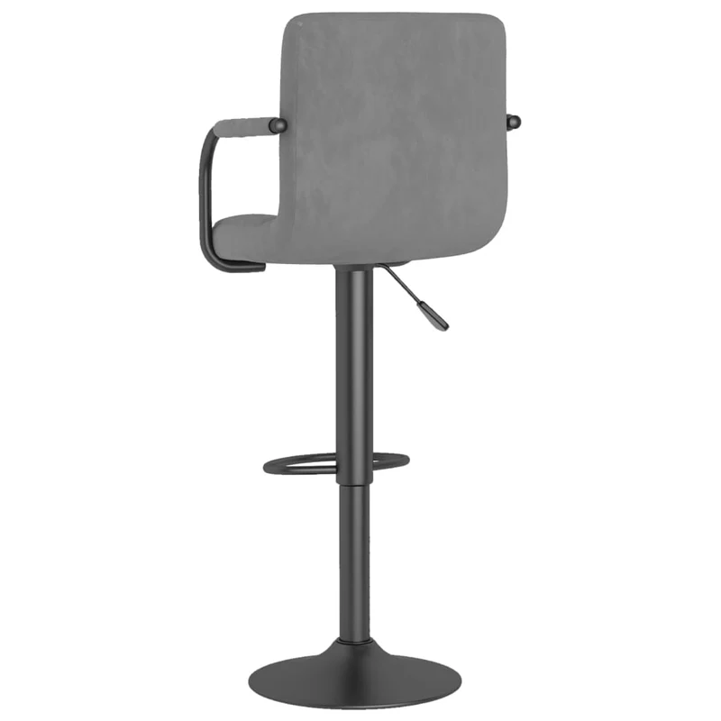 Lot de 2 tabourets de bar chaises hautes avec accoudoirs et dossier en velours gris clair et acier DEC029696