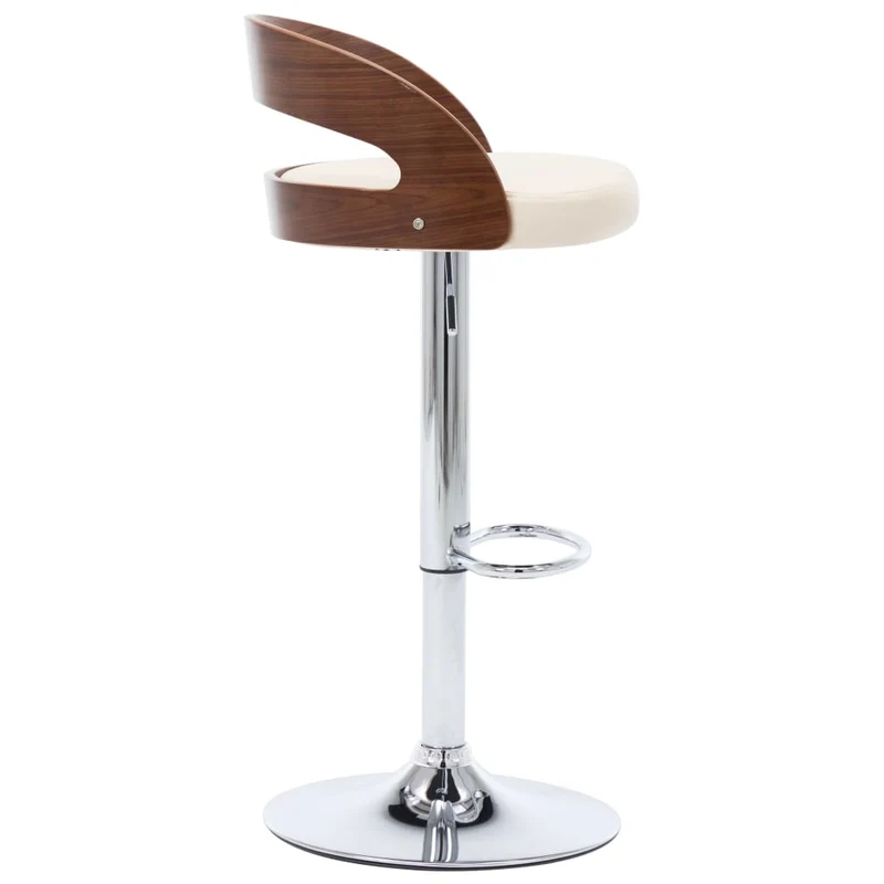 Lot de 2 tabourets de bar chaises hautes design rétro en PVC crème et bois courbé DEC029658