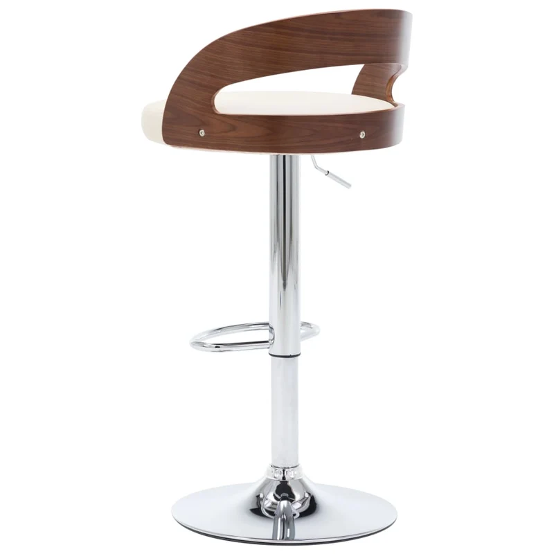 Lot de 2 tabourets de bar chaises hautes design rétro en PVC crème et bois courbé DEC029658