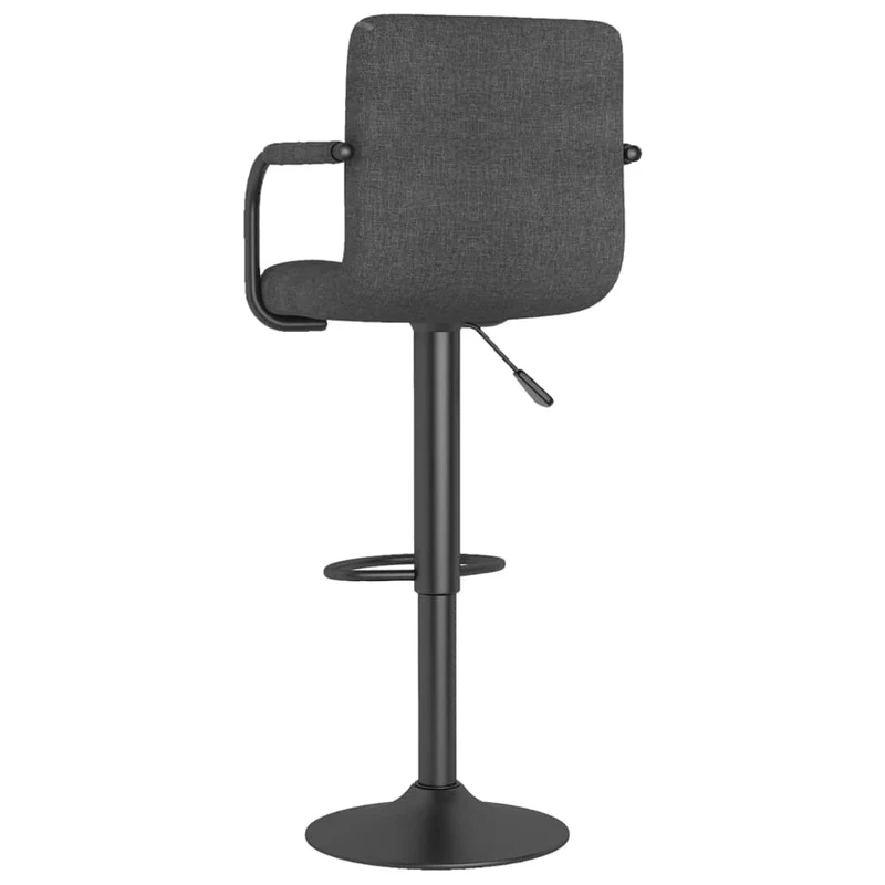 Tabouret de bar x1 chaise haute avec dossier et accoudoirs en tissu gris foncé et acier DEC029486