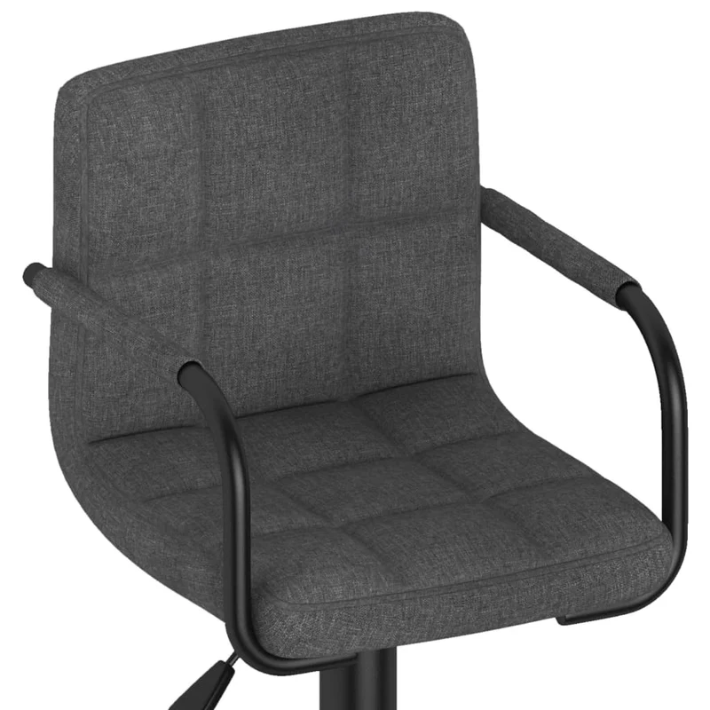 Tabouret de bar x1 chaise haute avec dossier et accoudoirs en tissu gris foncé et acier DEC029486