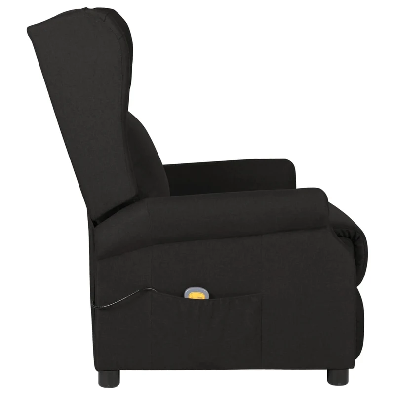 Fauteuil de relaxation avec fonction massage inclinaison manuelle en tissu noir DEC029251