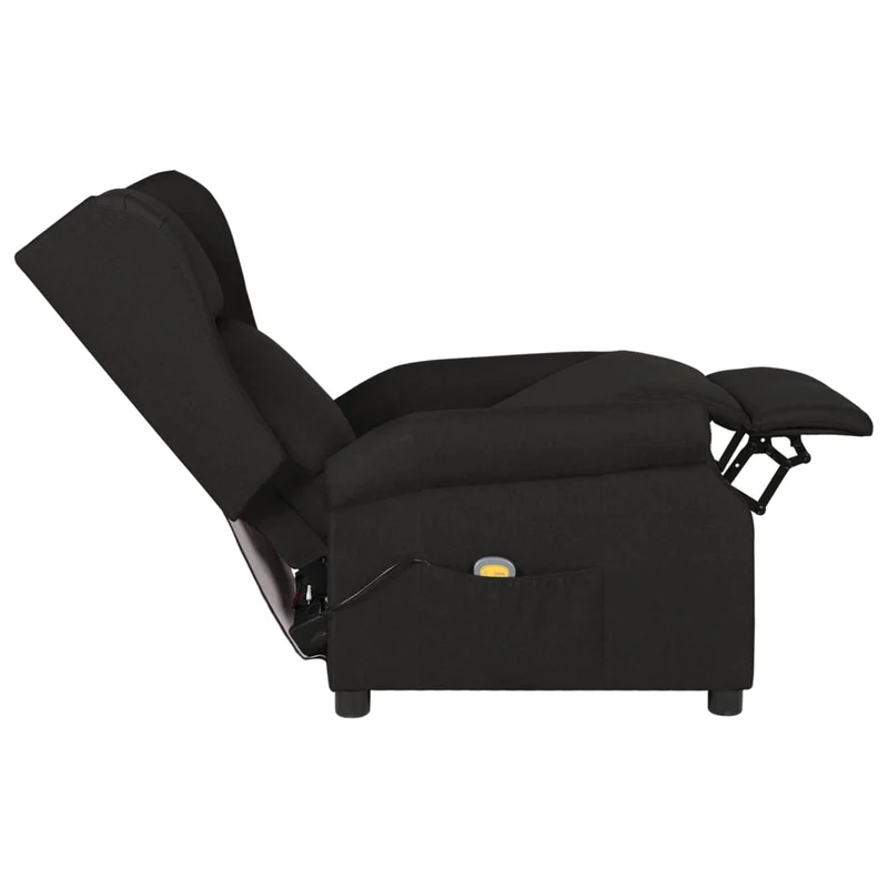 Fauteuil de relaxation avec fonction massage inclinaison manuelle en tissu noir DEC029251