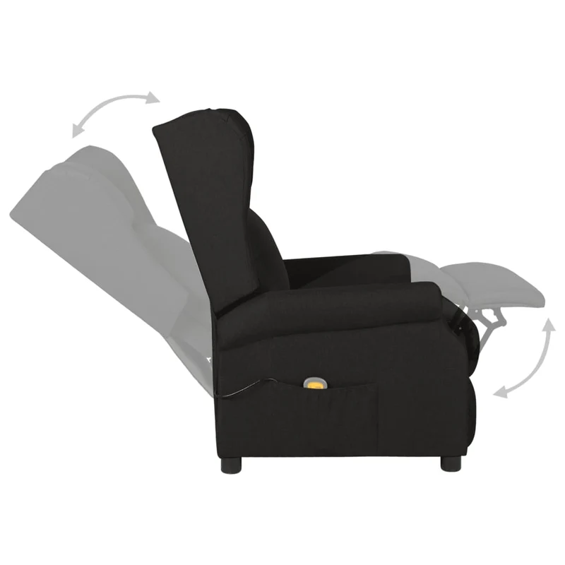 Fauteuil de relaxation avec fonction massage inclinaison manuelle en tissu noir DEC029251