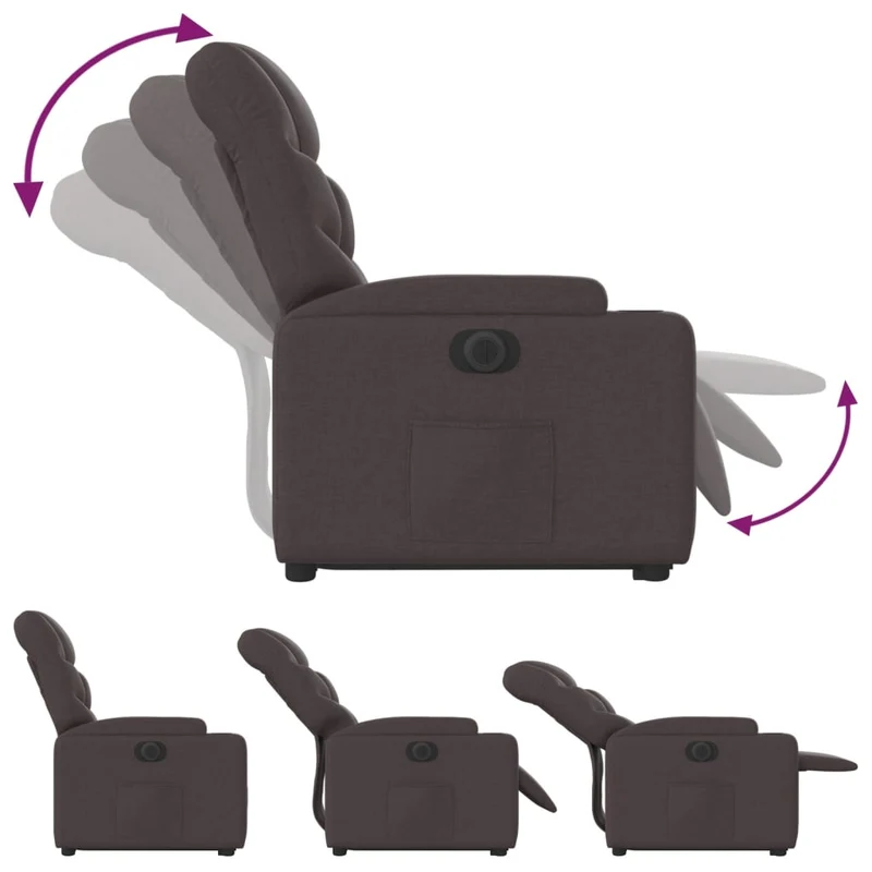 Fauteuil relax TV fonction de levage électrique très confortable en tissu marron foncé DEC028410
