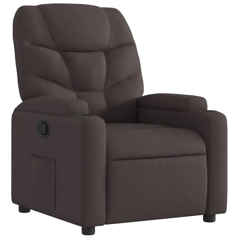Fauteuil relax TV rembourrage confortable fonction d'inclinaison manuelle en tissu marron foncé DEC028015