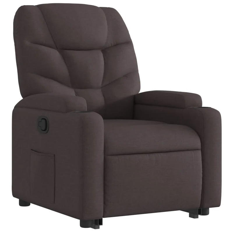 Fauteuil relax TV rembourrage confortable fonction de levage électrique en tissu marron foncé DEC028011