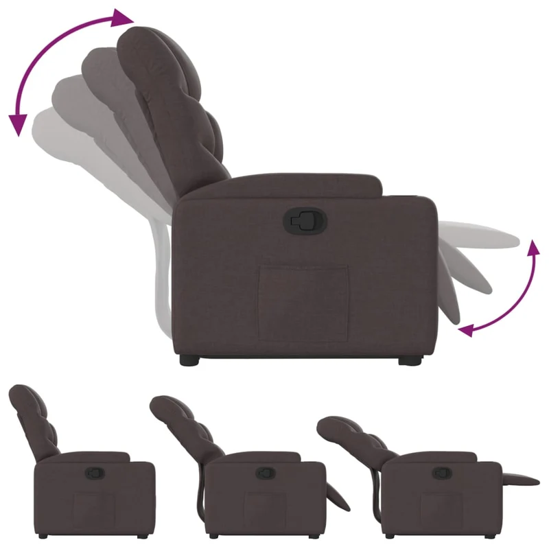 Fauteuil relax TV rembourrage confortable fonction de levage électrique en tissu marron foncé DEC028011