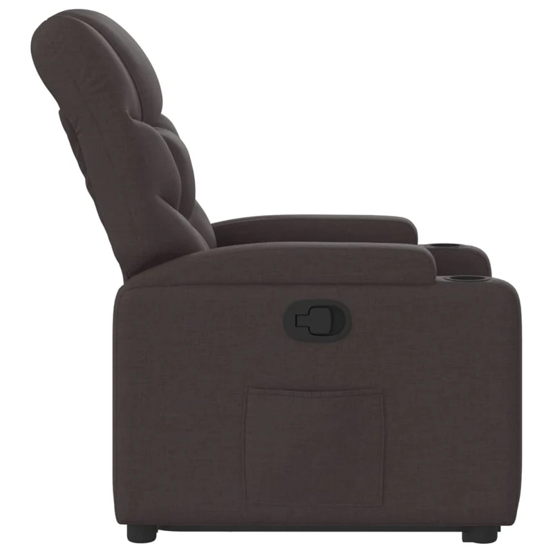 Fauteuil relax TV rembourrage confortable fonction de levage électrique en tissu marron foncé DEC028011