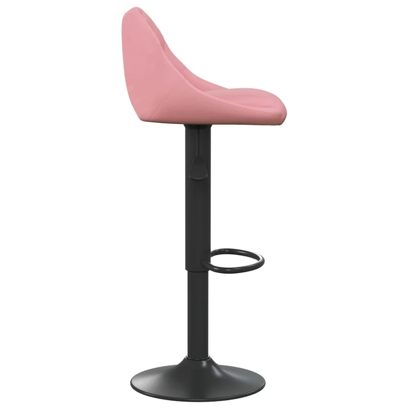 Lot de 2 tabourets de bar chaises hautes en velours rose coutures losange et acier noir DEC029841