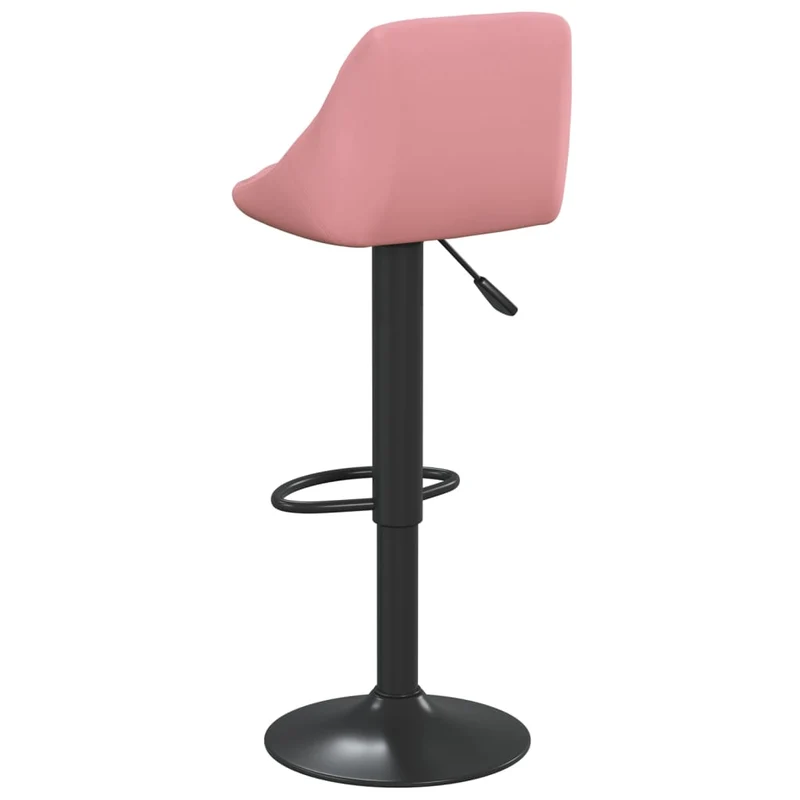 Lot de 2 tabourets de bar chaises hautes en velours rose coutures losange et acier noir DEC029841