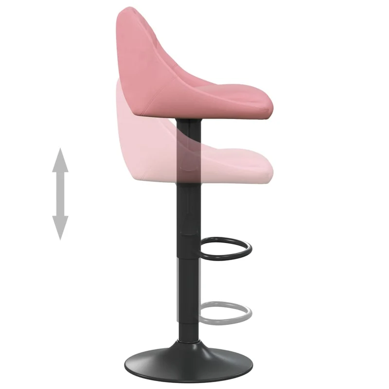Lot de 2 tabourets de bar chaises hautes en velours rose coutures losange et acier noir DEC029841