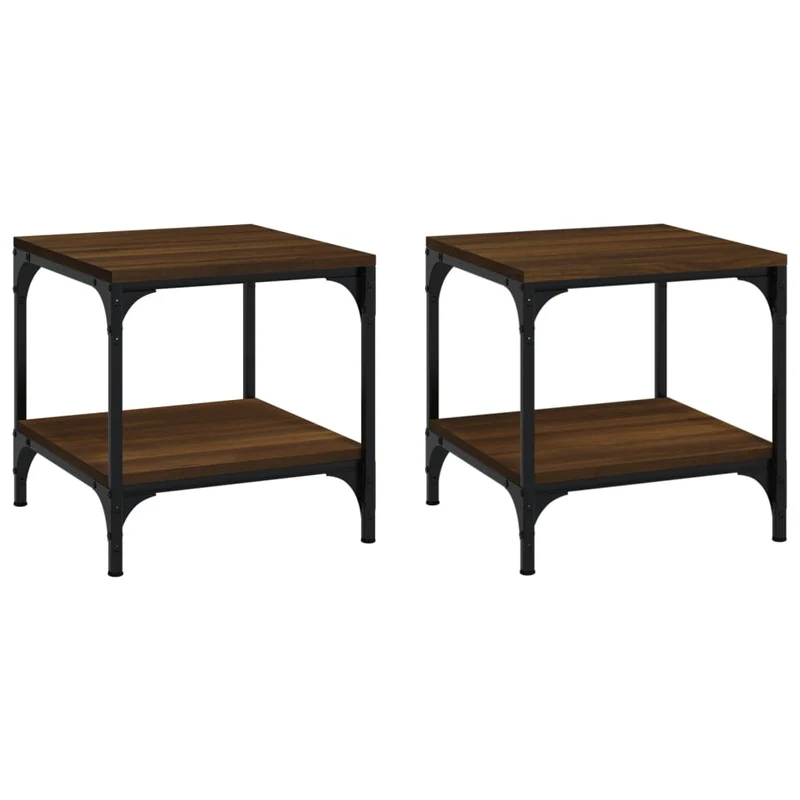 Lot de 2 tables d'appoint 40 x 40 x 40 cm en bois ingénierie couleur chêne marron DEC031307
