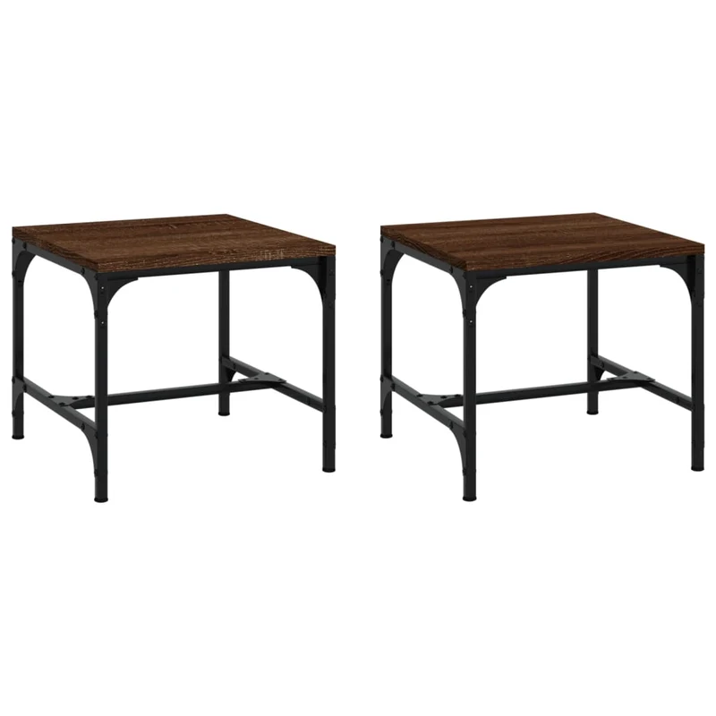 Lot de 2 tables d'appoint 40 x 40 x 35 cm bois ingénierie couleur chêne marron DEC031306