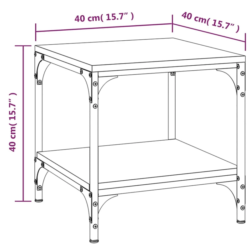 Lot de 2 tables d'appoint 40 x 40 x 40 cm bois d'ingénierie couleur chêne fumé DEC031304