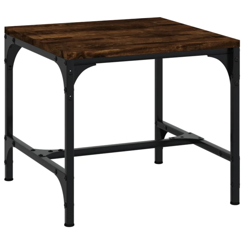 Lot de 2 tables d'appoint 40 x 40 x 35 cm bois d'ingénierie couleur chêne fumé et acier DEC031303