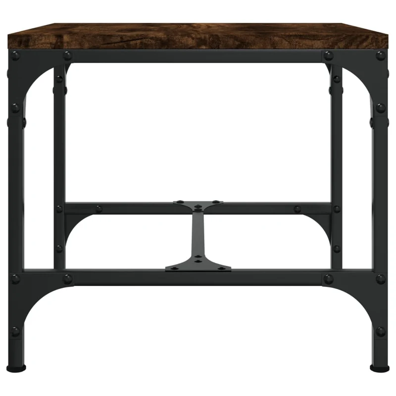 Lot de 2 tables d'appoint 40 x 40 x 35 cm bois d'ingénierie couleur chêne fumé et acier DEC031303