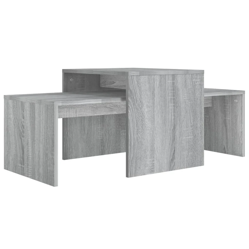 Ensemble table basse emboîtées 100 x 48 x 40 cm bois d'ingénierie gris DEC031279