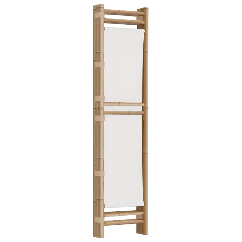 Paravent séparateur de pièce cloison pliante 3 panneaux 120 cm bambou et toile crème DEC031188