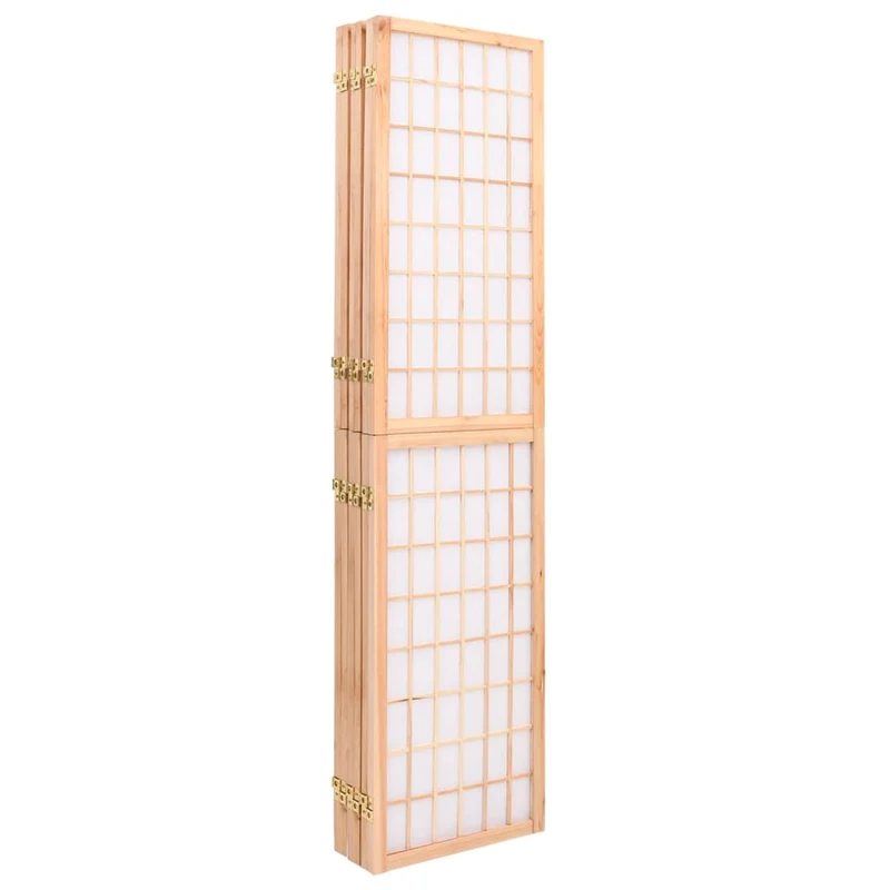 Paravent séparateur de pièce cloison pliable 6 panneaux 240 x 170 cm papier de riz et bois DEC031184
