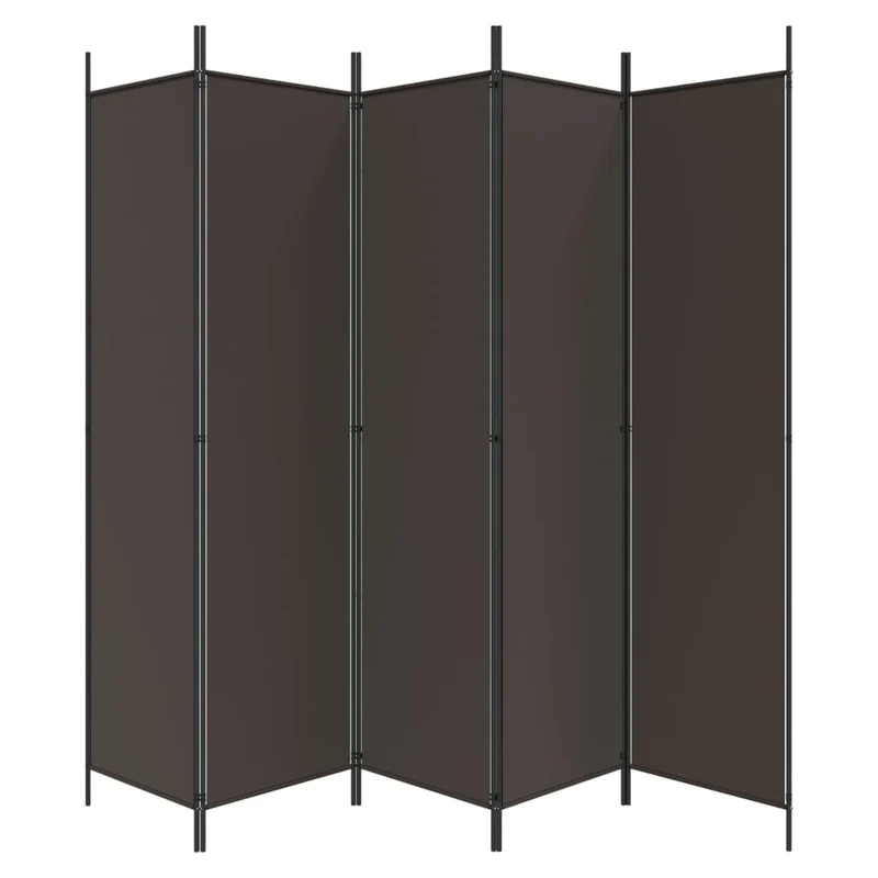 Paravent séparateur de pièce cloison 6 panneaux 300 x 200 cm tissu marron et fer DEC031087