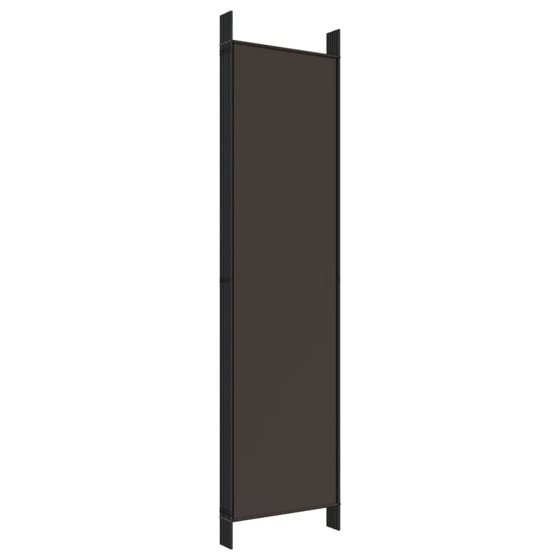 Paravent séparateur de pièce cloison 6 panneaux 300 x 200 cm tissu marron et fer DEC031087