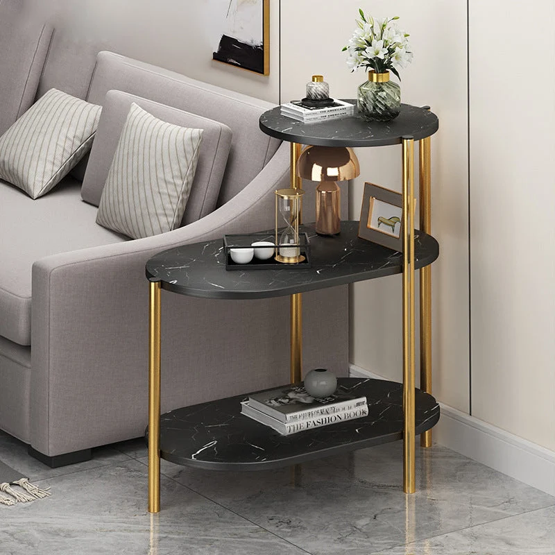 Contemporary Scandinavian Rectangular Iron MDF End Table 3-Tier For Living Room
