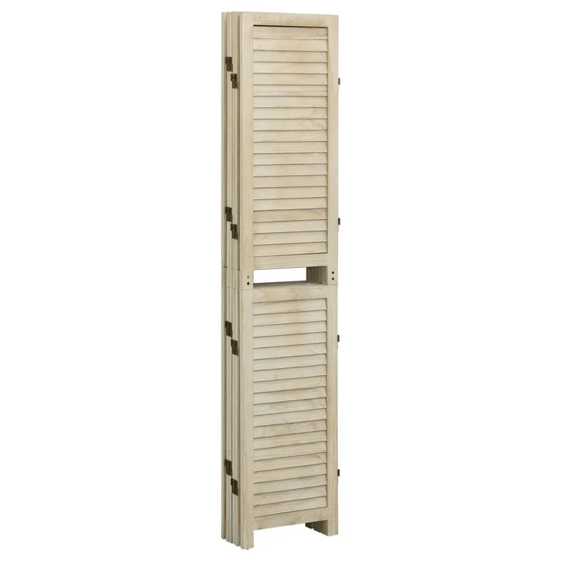 Paravent séparateur de pièce cloison 6 panneaux 210 x 165 cm bois de paulownia brun DEC031034