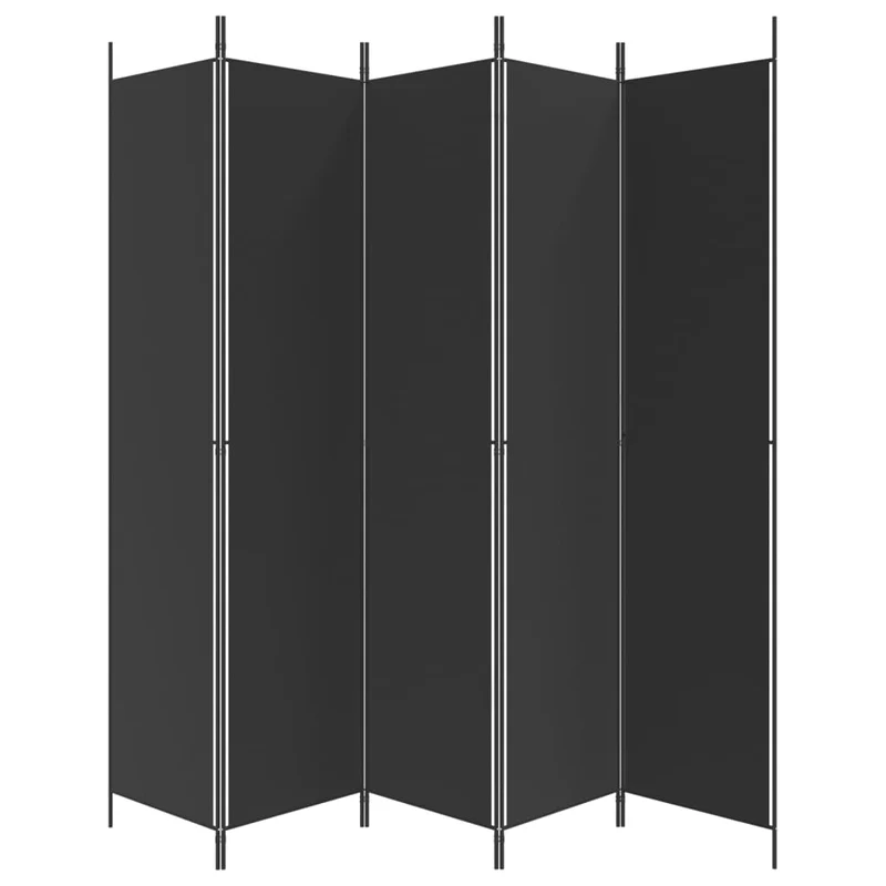 Paravent séparateur de pièce cloison 5 panneaux pliable 250 x 220 cm tissu noir et fer DEC031015