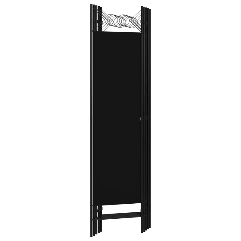 Paravent séparateur de pièce cloison 5 panneaux 200 x 180 cm tissu noir et fer DEC031010