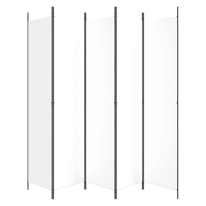 Paravent séparateur de pièce cloison 5 panneaux 250 x 220 cm tissu blanc et fer DEC030948