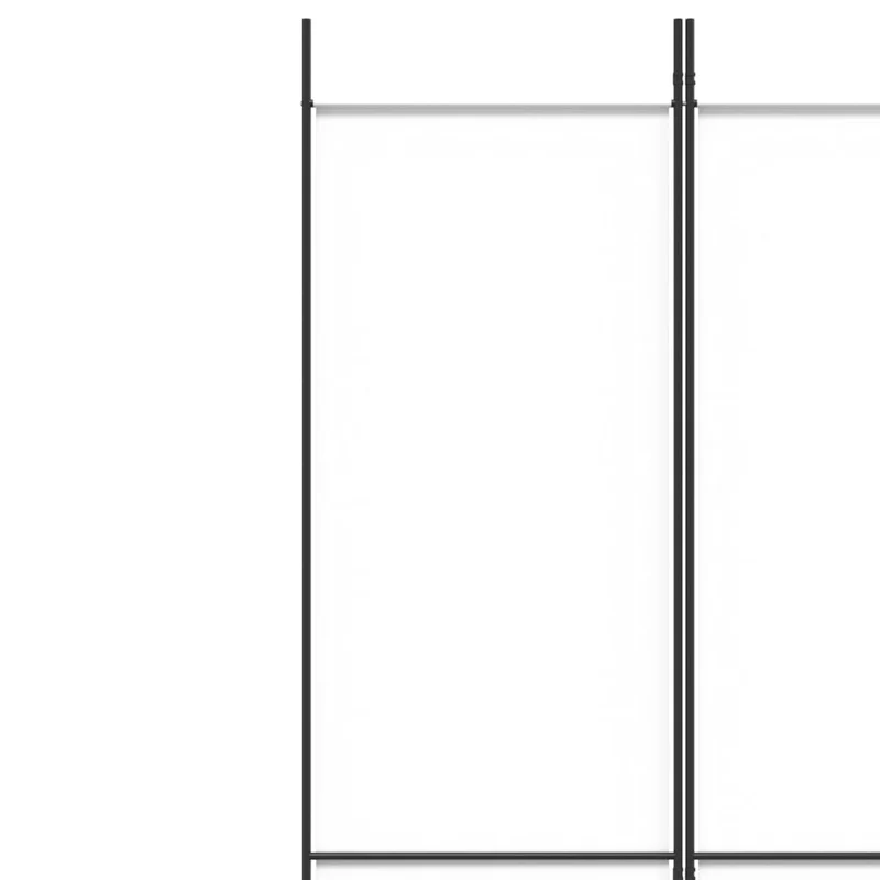 Paravent séparateur de pièce cloison 5 panneaux 250 x 220 cm tissu blanc et fer DEC030948