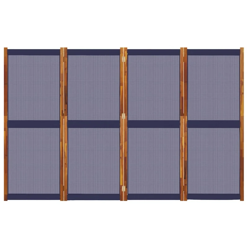 Paravent séparateur de pièce cloison 4 panneaux 280 x 180 cm textilène bleu et bois DEC030859