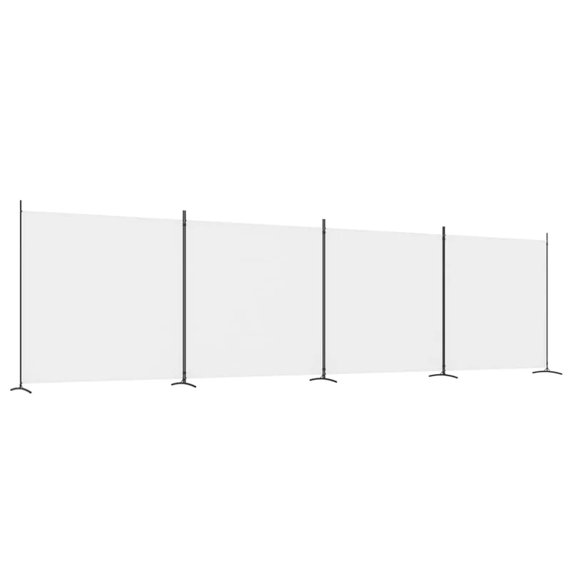 Séparateur de pièce cloison 4 panneaux 698 x 180 cm tissu blanc et fer DEC030842