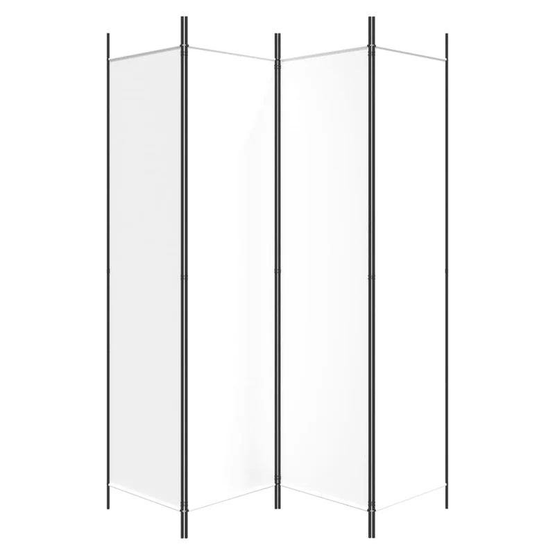 Paravent séparateur de pièce cloison 4 panneaux pliable 200 x 200 cm tissu blanc et fer DEC030839