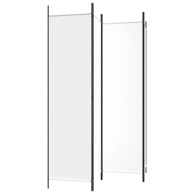 Paravent séparateur de pièce cloison 4 panneaux pliable 200 x 200 cm tissu blanc et fer DEC030839