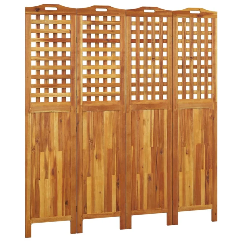 Paravent séparateur de pièce cloison 4 panneaux 162 x 2 x 180 cm bois d'acacia brun DEC030821