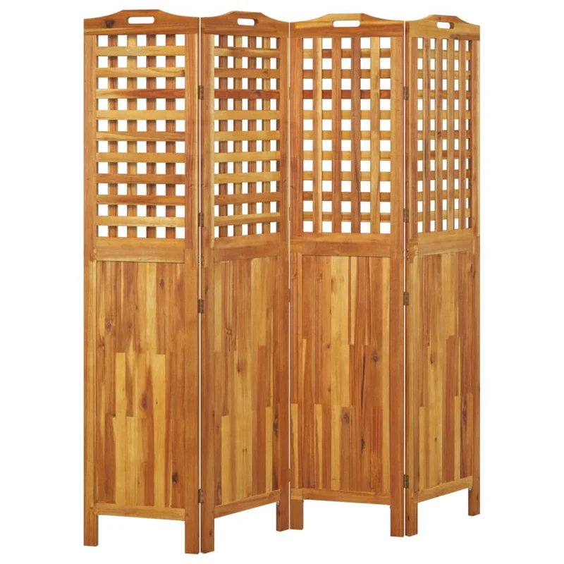 Paravent séparateur de pièce cloison 4 panneaux 162 x 2 x 180 cm bois d'acacia brun DEC030821