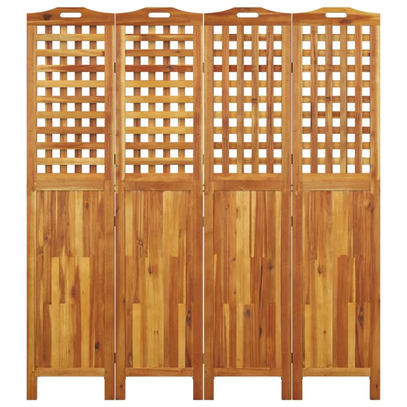 Paravent séparateur de pièce cloison 4 panneaux 162 x 2 x 180 cm bois d'acacia brun DEC030821