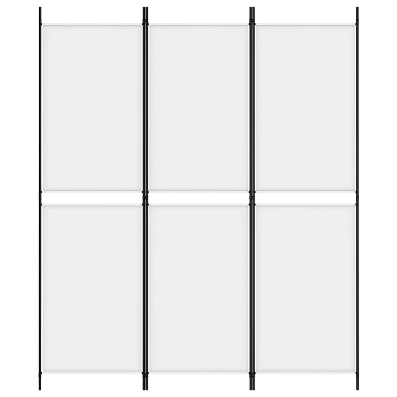 Paravent séparateur de pièce cloison 3 panneaux 150 x 180 cm en tissu blanc et fer DEC030739