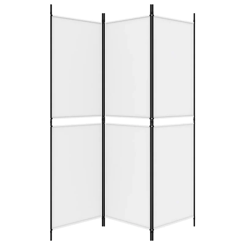 Paravent séparateur de pièce cloison 3 panneaux 150 x 180 cm en tissu blanc et fer DEC030739