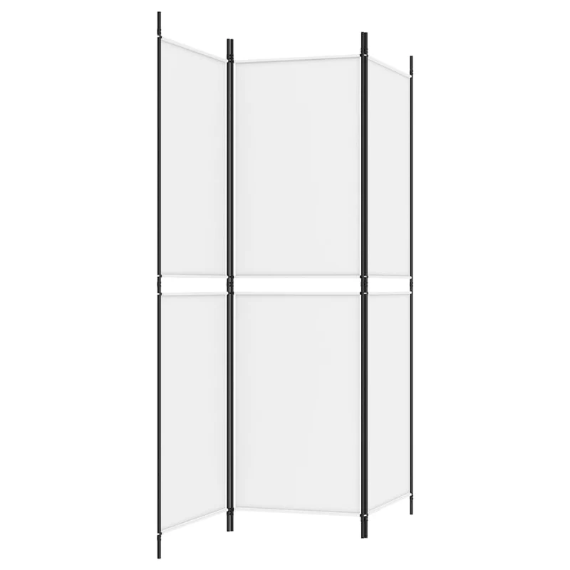 Paravent séparateur de pièce cloison 3 panneaux 150 x 180 cm en tissu blanc et fer DEC030739