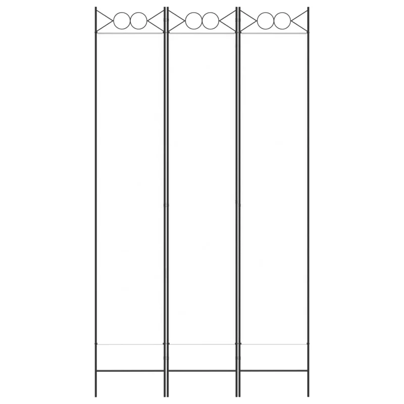 Paravent séparateur de pièce cloison 3 panneaux 120 x 220 cm tissu blanc et fer DEC030737